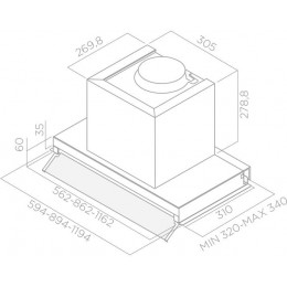 Вытяжка ELICA BOX IN IX/A/60, 750 м³/ч, отвод/рециркуляция, нерж. сталь, SKU: prf0181274