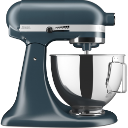 Настольный миксер KitchenAid, планетарное смешивание, 10 скоростей, объем чаши 4.3 л, откидной блок, цвет стальной синий