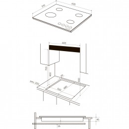 Варочная поверхность Kuppersberg FG 61 B, газ, 60 см, черная, SABAF, WOK, чугунные решетки, электроподжиг, газ-контроль.