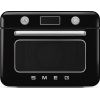 Мини-печь Smeg 30 л с LCD дисплеем, 10 функциями, паром и галогенной подсветкой в стиле 50-х, черная