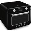 Мини-печь Smeg 30 л с LCD дисплеем, 10 функциями, паром и галогенной подсветкой в стиле 50-х, черная