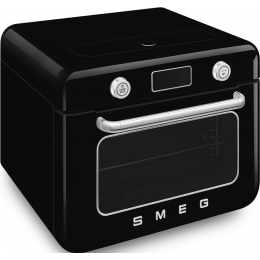 Мини-печь Smeg COF01BLEU, 30л, 10 функций, пар, таймер, стиль 50-х, черная.