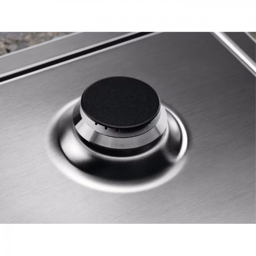 Встраиваемая газовая варочная поверхность ELECTROLUX из нержавеющей стали, 7800 Вт, автоматический электроподжиг, газ-контроль, чугунные решетки, размеры 59.5x51 см