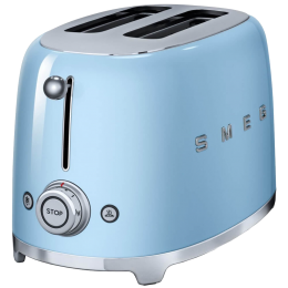 Тостер Smeg tsf01pbeu, 2 ломтика, нержавеющая сталь, 6 уровней поджаривания, голубой