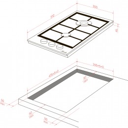 Варочная панель MONSHER MGG 33 Blanc, газ, 30 см, 2 конфорки, электроподжиг, газ-контроль, чугун, белый