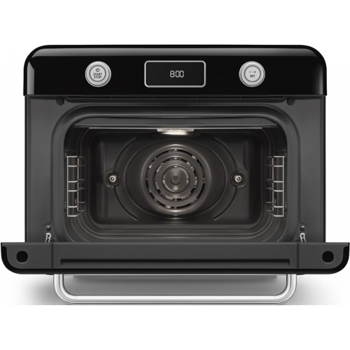 Мини-печь Smeg 30 л с LCD дисплеем, 10 функциями, паром и галогенной подсветкой в стиле 50-х, черная