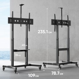 Мобильная стойка TS1991 black для ТВ 50-100 (200x200-1000x600, до 120кг, с полкой)