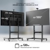 Мобильная стойка ONKRON для ТВ 50-100 (макс. 120кг) с полкой для AV и камеры, высота 1234-1685мм, черная