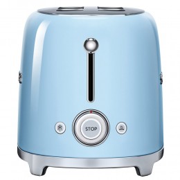 Тостер Smeg tsf01pbeu, 2 ломтика, нержавеющая сталь, 6 уровней поджаривания, голубой