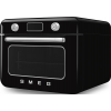 Мини-печь Smeg 30 л с LCD дисплеем, 10 функциями, паром и галогенной подсветкой в стиле 50-х, черная