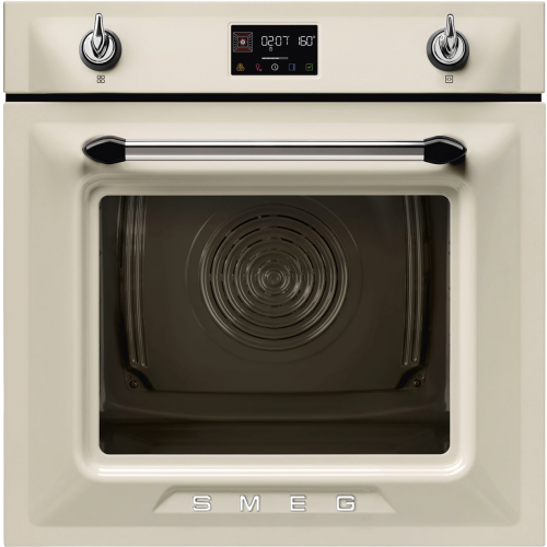 Встраиваемый духовой шкаф SMEG Victoria 60 см – Многофункциональный с пароувлажнением и пиролизом, кремовый, 12 функций