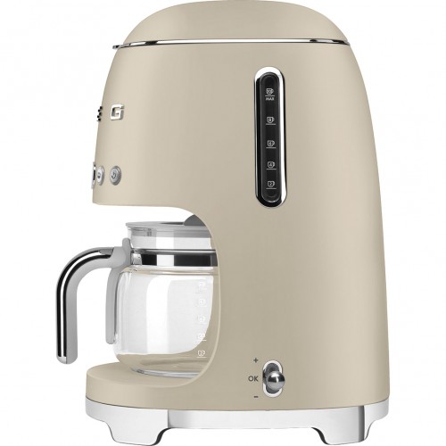 Капельная кофеварка SMEG, стиль 50-х годов, 10 чашек, 1.4 л, 2 уровня крепости кофе, поддержание тепла, дисплей, цвет лунный свет