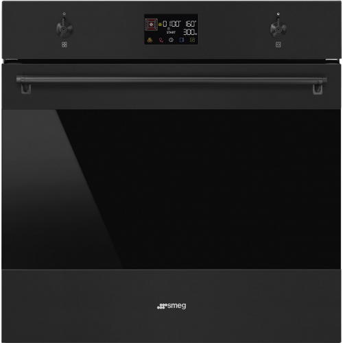 Духовой шкаф Smeg черный, 11 функций, СВЧ, паровая очистка, термощуп, 68 л, сенсорное управление