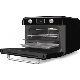 Мини-печь Smeg COF01BLEU, 30л, 10 функций, пар, таймер, стиль 50-х, черная.