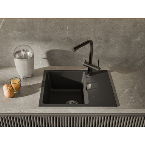 RIVELATO 1523513 PVD black однорычажный cмеситель для кухни Lugano L-обр. с краном питьевой воды D-35мм, поворотный излив, материал: латунь, цвет: черный