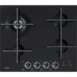 Варочная панель KORTING hgg 6766 icptn, газовая, 60 см, 4 конфорки, WOK, газ-контроль, электроподжиг, таймер.