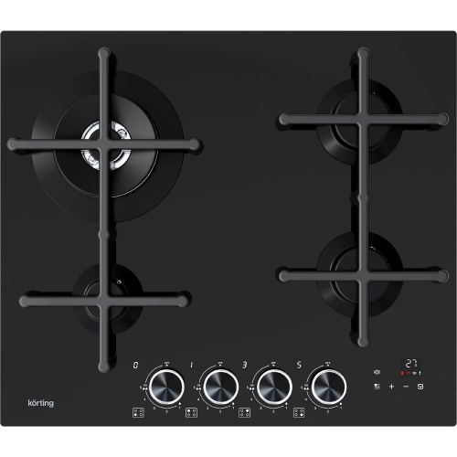 Встраиваемая газовая варочная панель KORTING 60 см с 4 конфорками, WOK, газ-контролем и электроподжигом (модель KHC 67806 ICPGN)