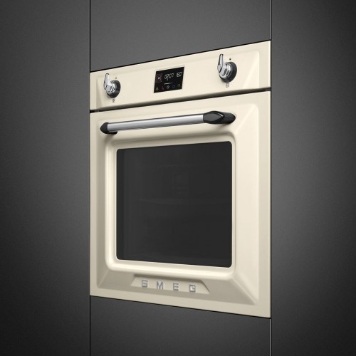 Встраиваемый духовой шкаф SMEG Victoria 60 см – Многофункциональный с пароувлажнением и пиролизом, кремовый, 12 функций