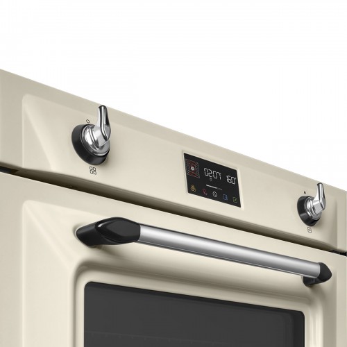 Встраиваемый духовой шкаф SMEG Victoria 60 см – Многофункциональный с пароувлажнением и пиролизом, кремовый, 12 функций