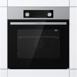 Духовой шкаф Gorenje BO6737E02NX, 73 л, механическое управление, IconLED, многоуровневое приготовление, CompactDoor, EcoClean, паровая очистка, класс А.