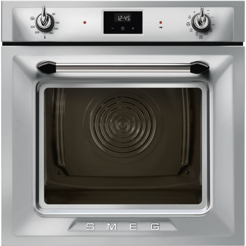 Духовой шкаф Smeg/ Духовой шкаф Smeg, 60 см, пиролитическая очистка, 9 функций приготовления, поворотные переключатели, таймер, автоматическое отключение, полезный объем 68л, энергоэффективность А, цвет нержавеющая сталь