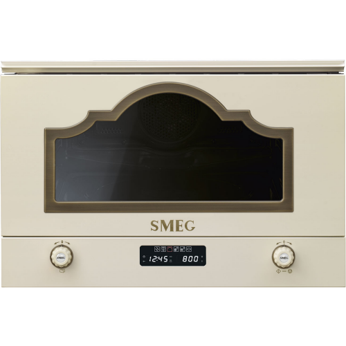 Встраиваемая микроволновая печь SMEG 60 см, 38 см, 6 функций, кремовая с латунной фурнитурой