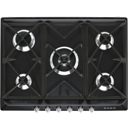 Встраиваемая газовая панель SMEG sr975ngh, 70 см, черная, Victoria.