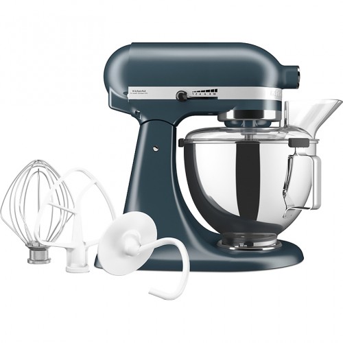 Настольный миксер KitchenAid, планетарное смешивание, 10 скоростей, объем чаши 4.3 л, откидной блок, цвет стальной синий