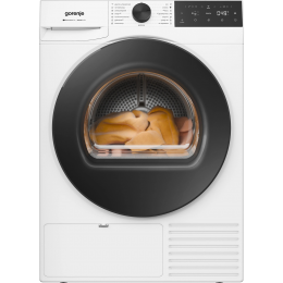 Сушильная машина Gorenje/ Сушильная машина Gorenje, отдельностоящая, ВхШхГ 850х600х625 мм, загрузка 9 кг, 15 программ, конденсационная сушка с тепловым насосом, поворотное/сенсорное управление, цифровой дисплей, Wi-Fi, датчик влажности белья, функция Twin