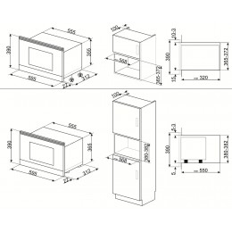 Встраиваемая микроволновая печь SMEG MP722AO, 23 л, 850 Вт, гриль, LED-дисплей, антрацит