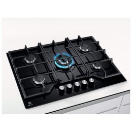 Газовая варочная панель ELECTROLUX KGG75362K, 75 см, стекло, 5 конфорок, газ-контроль, автоподжиг