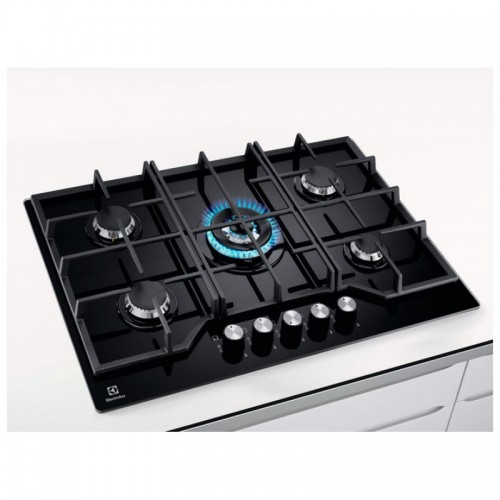 Встраиваемая газовая панель ELECTROLUX 75 см - Газовая варочная поверхность на стекле с чугунными держателями и автоподжигом