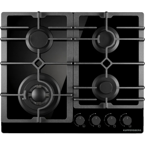 Варочная поверхность Kuppersberg 60 см с газ-контролем и WOK конфоркой - черный High-Tech дизайн