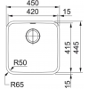 Мойка Franke 122.0689.805 Best из серии BELL - BCX 110-42, 450x445 mm, монтаж под столешницу, скрытый перелив