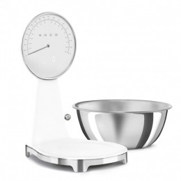 Кухонные весы SMEG KSF01WHWW, белые, макс. вес 5 кг, шаг 1 г, LED-дисплей.