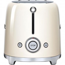 Тостер Smeg tsf01creu, 50-е, 2 ломтика, нержавеющая сталь, 6 уровней, кремовый