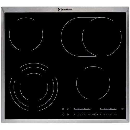 Встраиваемая электрическая варочная поверхность ELECTROLUX 60 см с серебристой рамкой и черным цветом