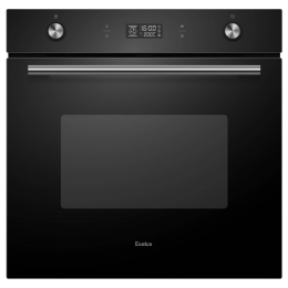 Духовой шкаф EVELUX EO 650 PB, 60 см, 70л, 9 режимов, утапливаемые переключатели, большой дисплей, черное стекло.