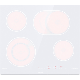 Электрическая варочная панель GORENJE ect643syw, сенсорное управление, 59,5×5,4×52 см, белая, без рамки