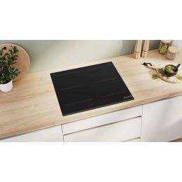 Bosch PVQ631HC1E, индукционная варочная панель 60 см, 4 зоны нагрева, CombiZone, стеклокерамика, черная, сенсорное управление TouchSelect.