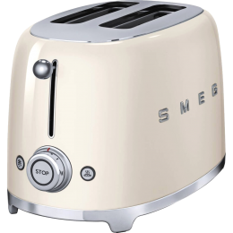 Тостер Smeg tsf01creu, 50-е, 2 ломтика, нержавеющая сталь, 6 уровней, кремовый