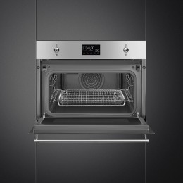 Встраиваемый духовой шкаф SMEG SO4302M1X, 45 см, СВЧ, паровая очистка, 11 функций