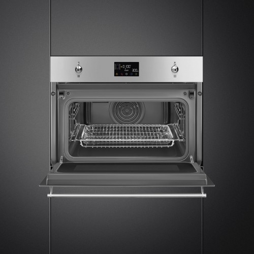 Встраиваемый духовой шкаф SMEG 45 см с функцией СВЧ, паровой очисткой и 11 режимами работы