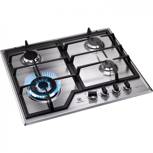 Встраиваемая газовая панель ELECTROLUX - нержавеющая сталь, 8550 Вт, WOK, электроподжиг, газ-контроль, чугунные решетки, 59.5x51 см