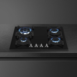 Газовая варочная поверхность Smeg PV364N, 60 см, 4 конфорки, черная, Classica, газ-контроль, электроподжиг.