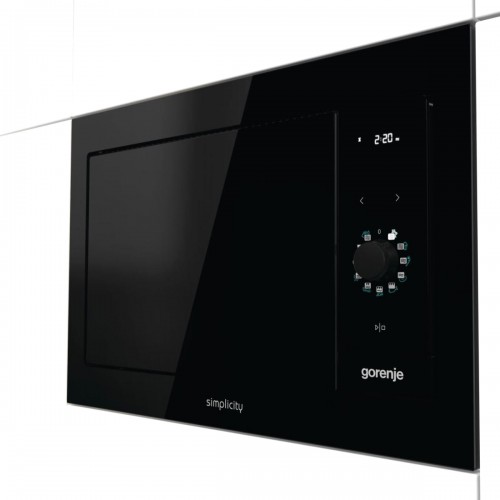 Встраиваемая микроволновая печь GORENJE Simplicity 23 л, 900 Вт, черная с кварцевым грилем