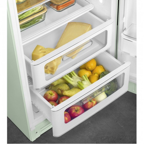 Холодильник SMEG 50-х годов, однокамерный, 270 л, с инверторным компрессором, пастельный зеленый