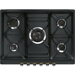 Варочная панель SMEG SR775AO, газовая, 5 горелок, 70 см, антрацит, латунная фурнитура