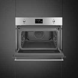 Встраиваемый духовой шкаф SMEG SO4302M1X, 45 см, СВЧ, паровая очистка, 11 функций