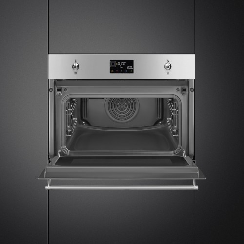 Встраиваемый духовой шкаф SMEG 45 см с функцией СВЧ, паровой очисткой и 11 режимами работы
